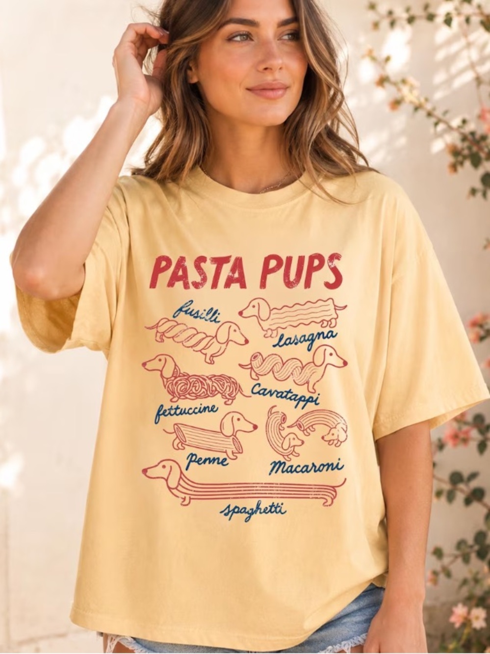 Pasta Pups Shirt, Funny Dachshund Spagetti Shirt, Italian Foodie Comfort Colors